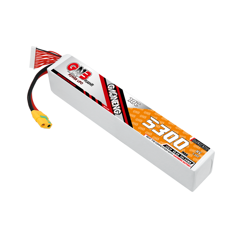 GNB 12S 5300mAh 70C HV LiPo battery pack with XT90S anti-spark connector, single pack view