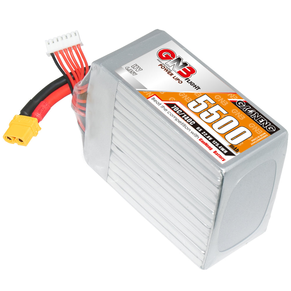 GAONENG GNB55006S70AHV 6S 5500mAh 70C LiHV LiPo battery pack with XT60 lead and balance plug