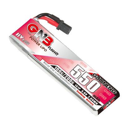 GAONENG GNB 550mAh 1S 3.8V LiHV LiPo battery with A30 connector, 100C/200C label