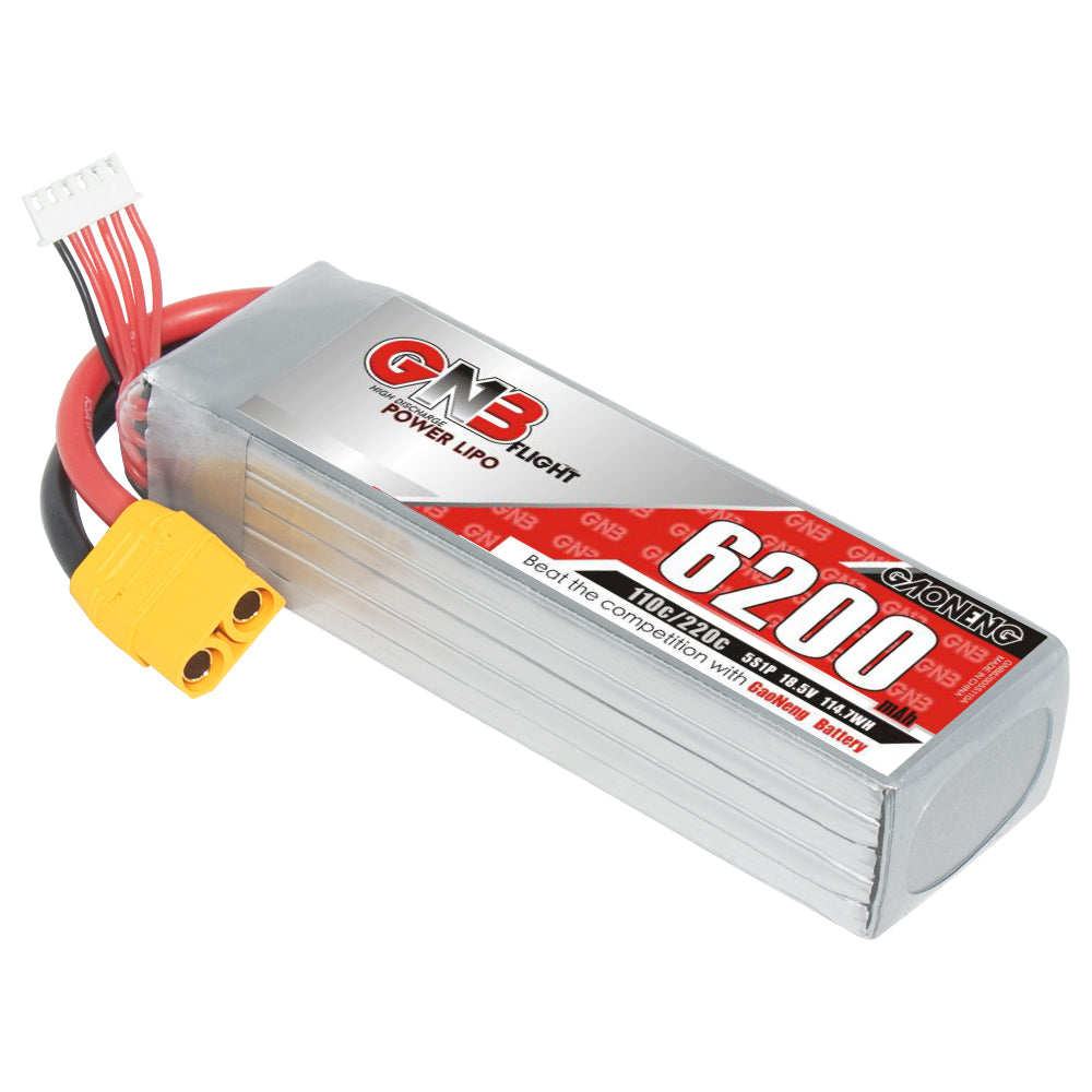 GAONENG GNB 5S 18.5V 6200mAh 110C LiPo Battery with XT90 connector and balance lead