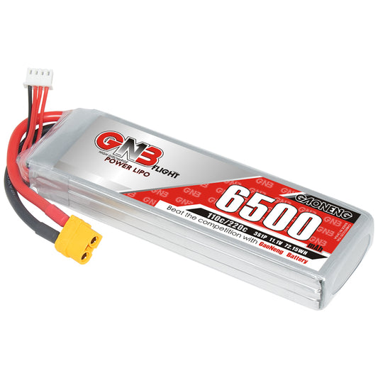 GAONENG GNB 3S 11.1V 6500mAh 110C LiPo battery with XT60 plug and balance lead