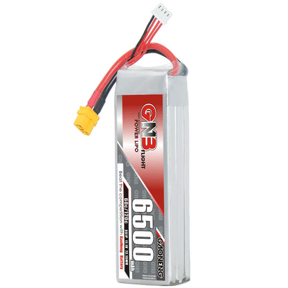 GAONENG GNB 3S 11.1V 6500mAh 60C LiPo battery, vertical view with XT60 plug and balance lead
