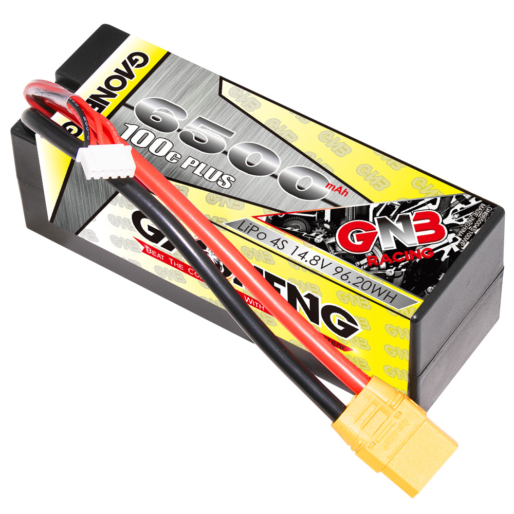 GNB 4S 14.8V 6500mAh 100C hard case LiPo battery with XT90 connector and balance lead