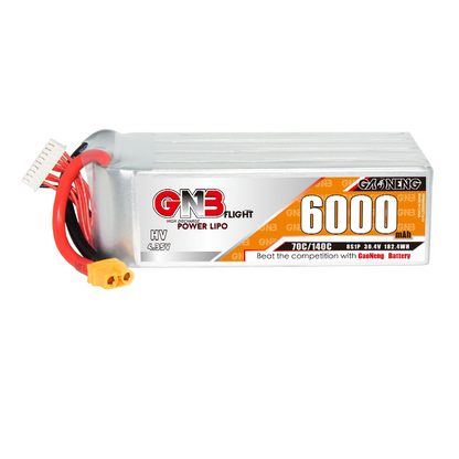 GAONENG GNB HV 8S 6000mAh 70C LiHV LiPo battery with XT60 plug, side label view