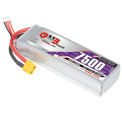 GAONENG GNB 3S LiHV 11.4V 7500mAh 65C LiPo battery with XT60 plug and balance lead