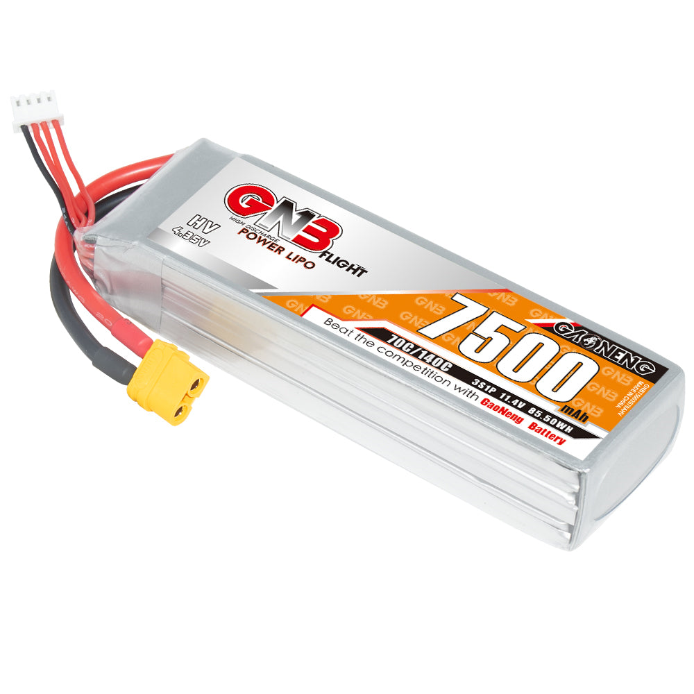 GAONENG GNB 3S 7500mAh LiHV LiPo battery pack with XT60 connector and balance lead