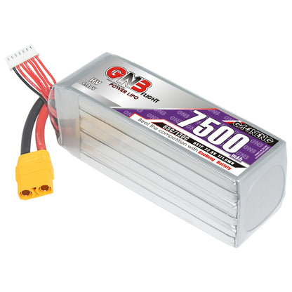 GAONENG GNB 6S LiHV 22.8V 7500mAh 65C LiPo battery with XT90 connector and balance lead