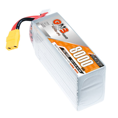 GAONENG GNB HV 6S 8000mAh 70C LiHV LiPo battery with XT90 connector, angled top view