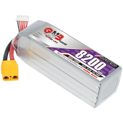 GNB 5S 8200mAh LiHV LiPo battery 19V 65C with XT90 plug and balance lead, silver hardcase