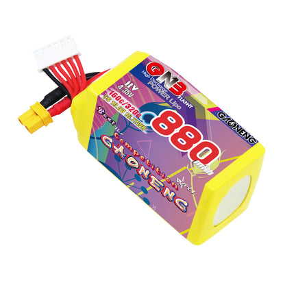 Single GNB 880mAh 5S LiHV LiPo battery angled view showing XT30 plug and balance lead