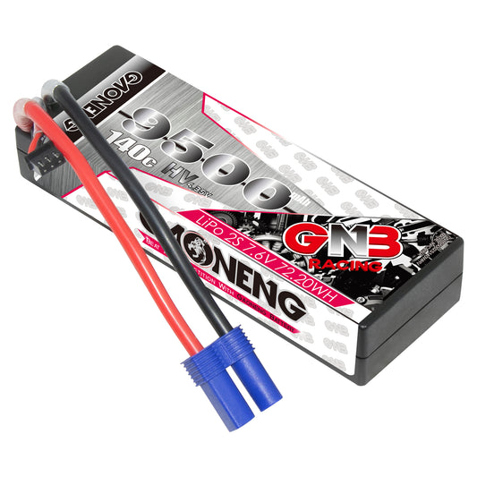GAONENG GNB 2S 7.6V LiHV LiPo battery 9500mAh 140C hard case with EC5 plug and balance lead