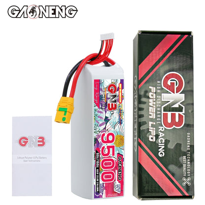 GAONENG GNB 9500mAh LiHV battery with retail box and LiPo battery user instructions booklet