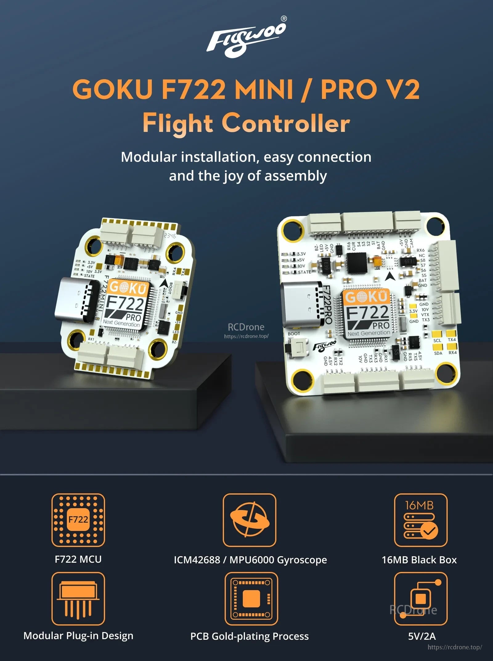 GOKU F722 PRO Mini V2 20X20 Flight Controller Plug&Play O4 / O4 Pro