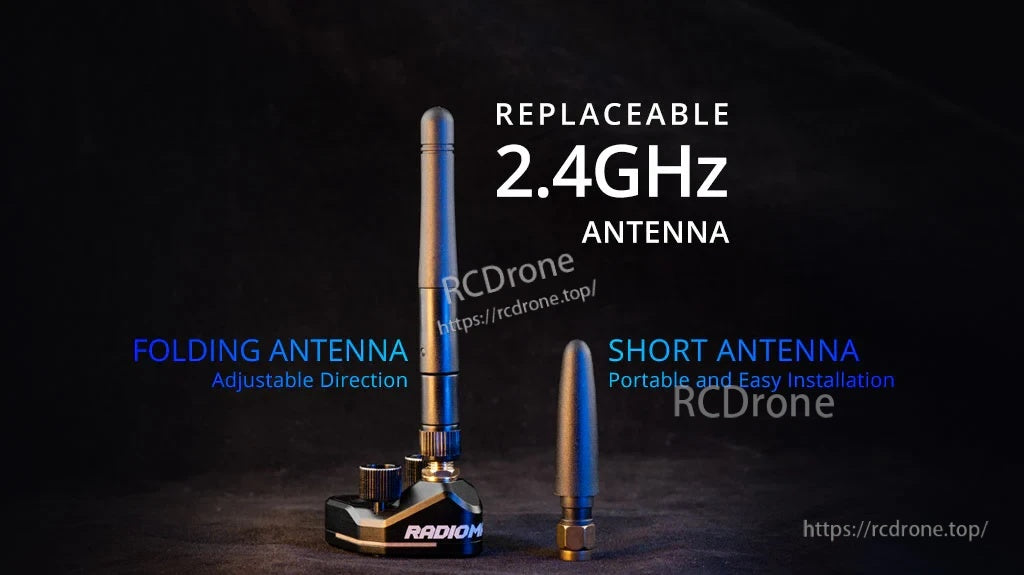 GR-01 receiver with replaceable 2.4GHz antennas: folding adjustable antenna and compact short antenna