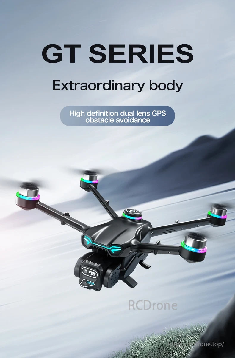 GT6 Drone, GT Series: Extraordinary body with high-definition dual lens GPS obstacle avoidance.