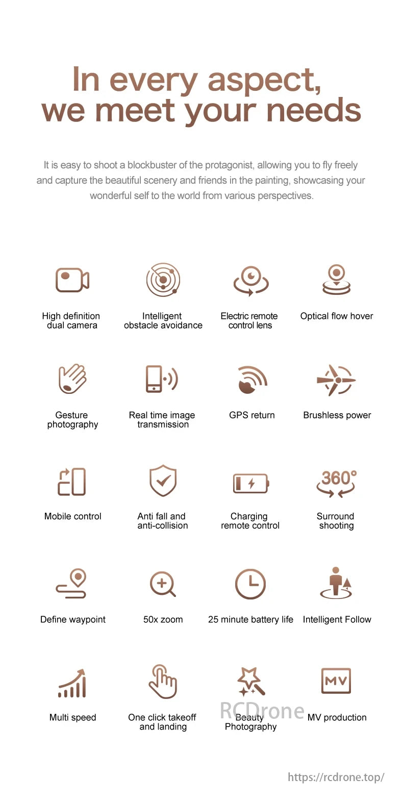 GT6 Drone, The drone meets all needs with features like high-definition dual camera, intelligent obstacle avoidance, gesture photography, 25-minute battery life, and more.