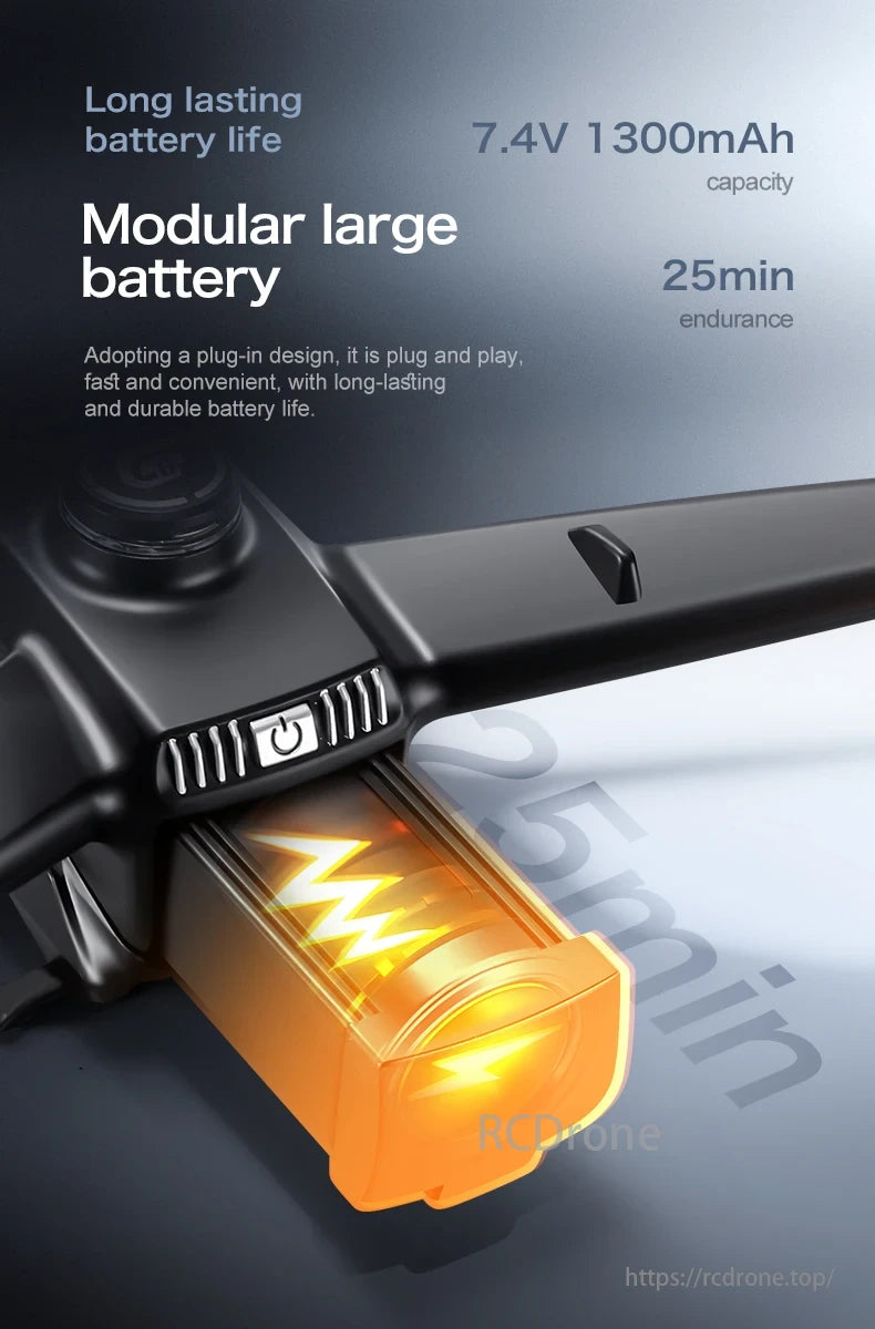 GT6 Drone, A modular 7.4V 1300mAh battery providing 25 minutes of flight time with plug-and-play ease.