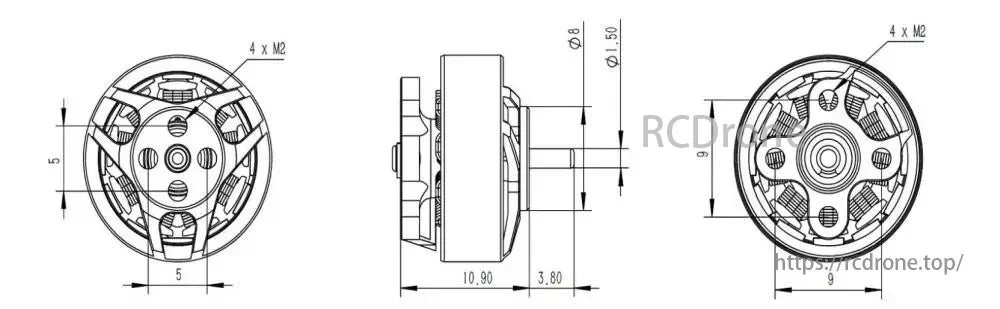 GTS V2 Brushless Motor, The RCINPower GTS 1204 motor features high efficiency, durability, and compact design for 2-3 inch quadcopters on 3-4S LiPo.