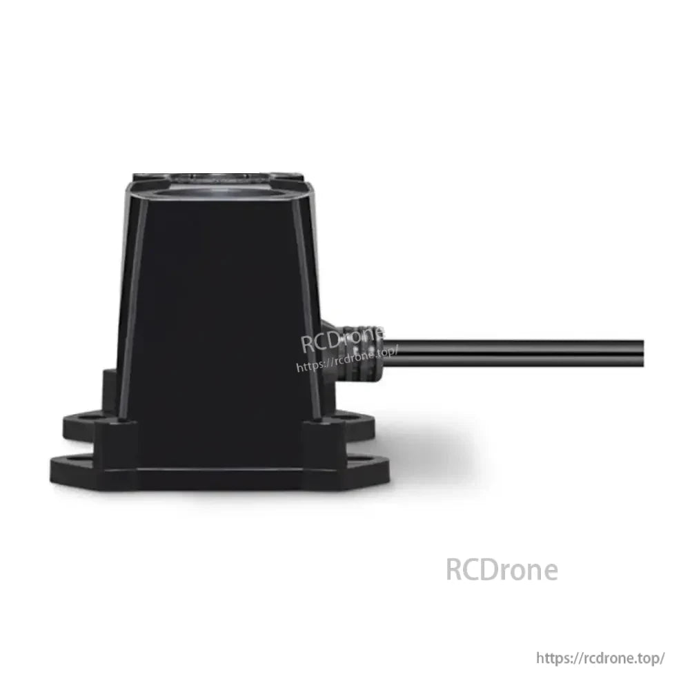 Garmin LIDAR-Lite 3 laser rangefinder module with black housing, mounting base, and attached cable