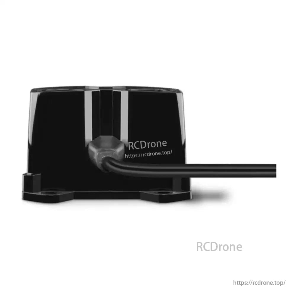 Garmin LIDAR-Lite 3 laser rangefinder module in black housing with attached cable and mounting base