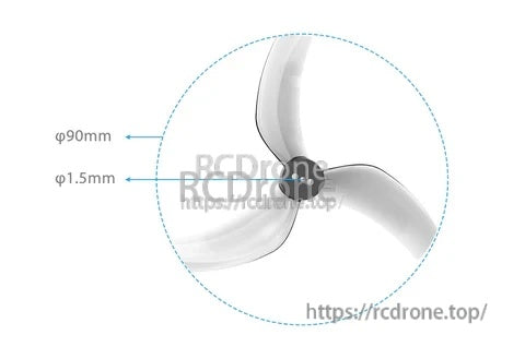 GemFan D90S 3-Blade Propellers (1.5mm Shaft) diagram