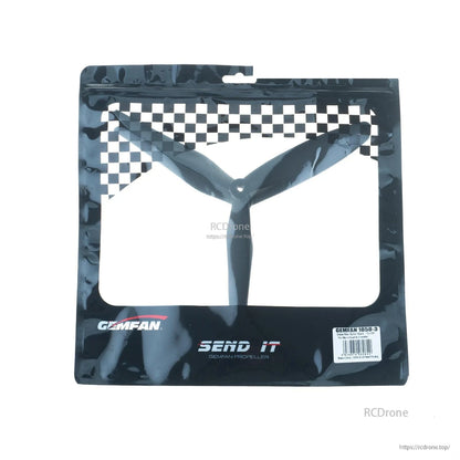 Gemfan 1050-3 retail packaging with three-blade prop visible through window