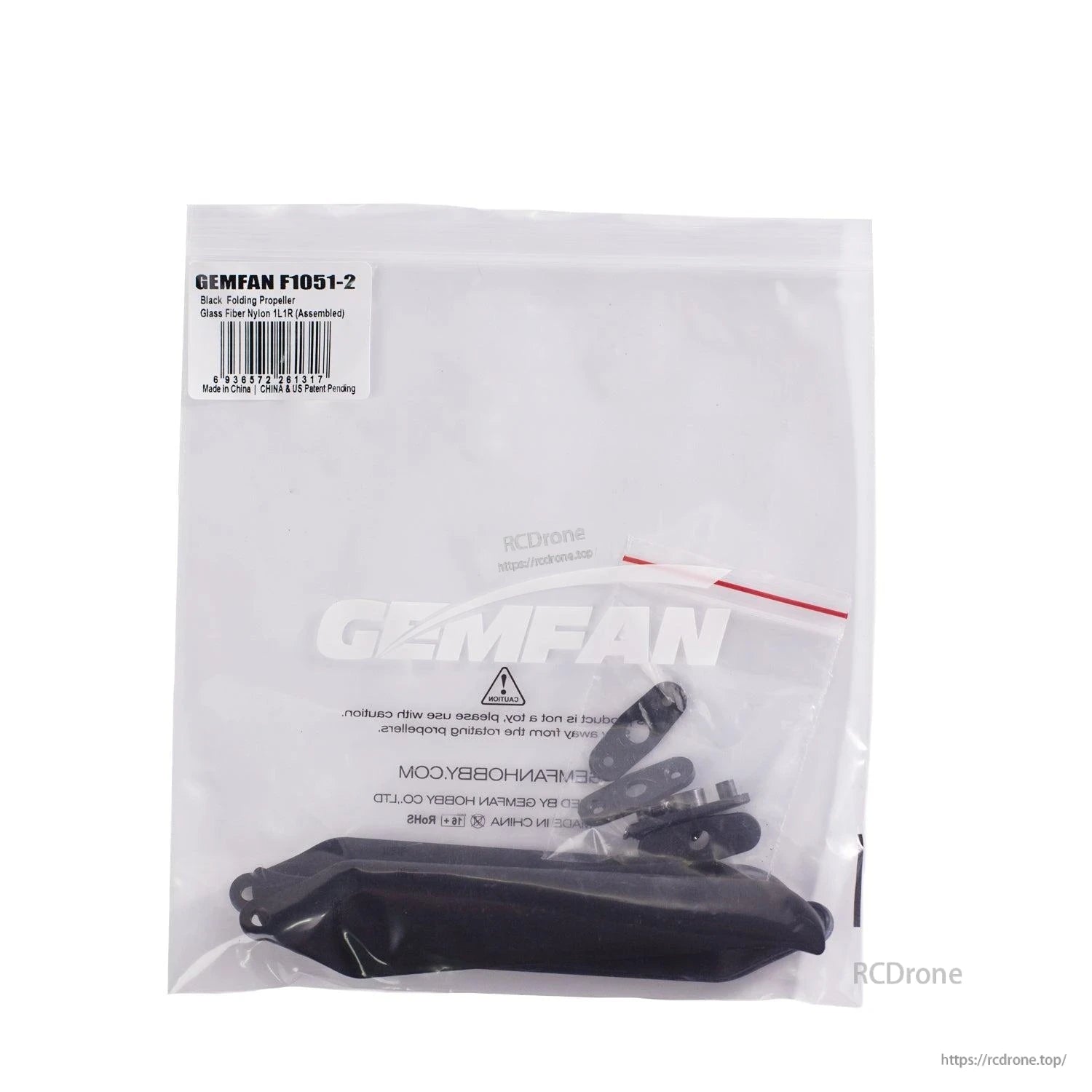Retail bag packaging with label for GEMFAN F1051-2 folding propeller set