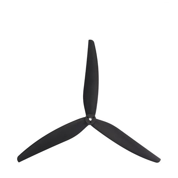 Single 3-blade Gemfan 1145 propeller on white background, alternate blade orientation view