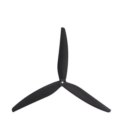 Single 3-blade Gemfan 1145 propeller on white background, alternate blade orientation view