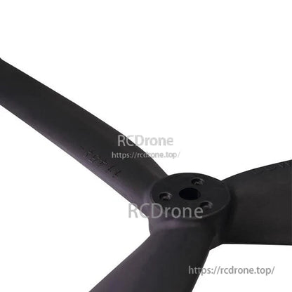 Close-up of propeller hub with center bore and mounting holes, 1145 marking on blade root