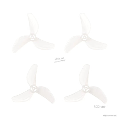 Gemfan 1207 3-blade micro drone propellers, clear tri-blade set of four on white background
