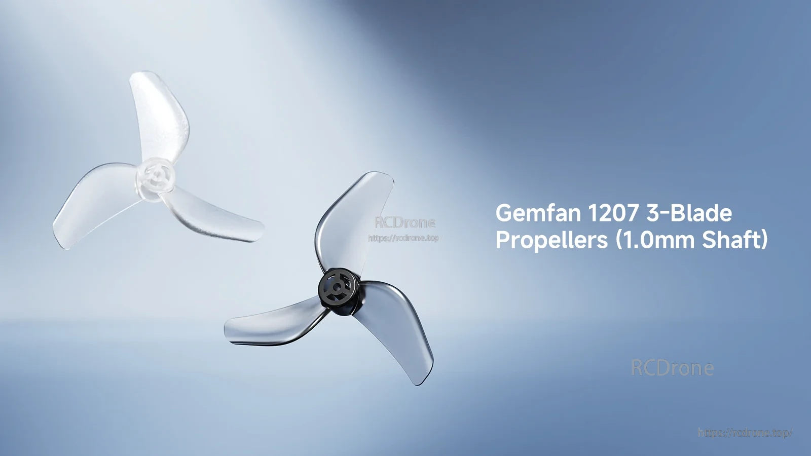 Gemfan 1207 3-Blade Micro Drone Propellers with 1.0mm shaft hole in transparent finish