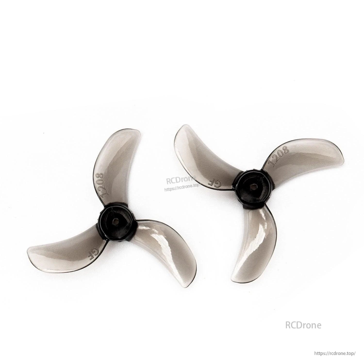 Midnight gray translucent 31mm 3-blade propellers with black hubs, CW and CCW pair
