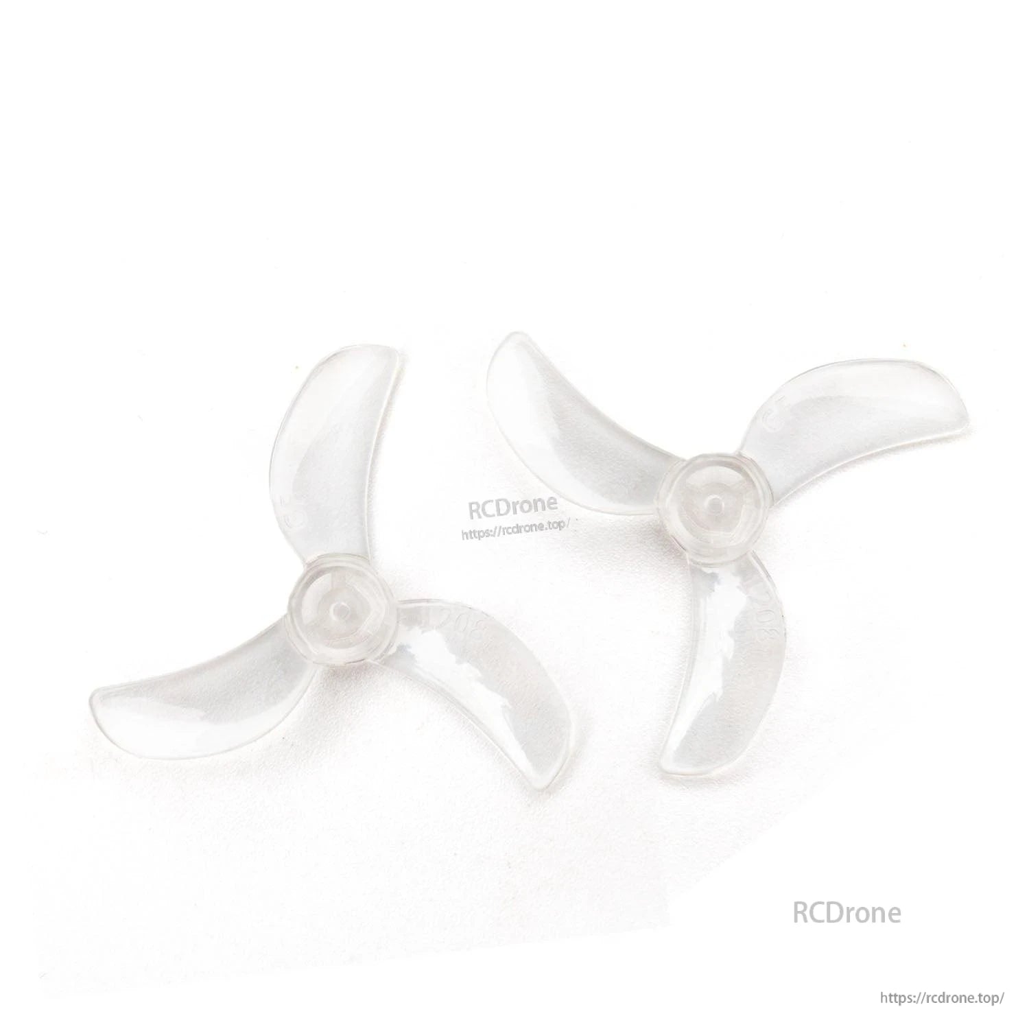 Clear/transparent 31mm three-blade propeller set, CW and CCW pair for micro drone motors
