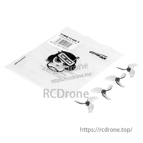 Gemfan 1219S 3-blade propellers in retail bag with several props laid out (CW/CCW set)