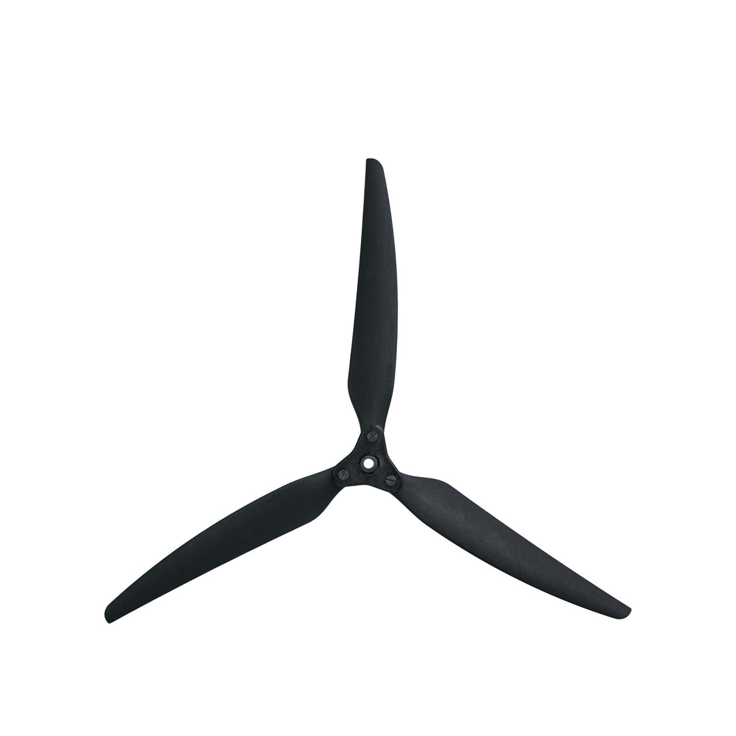 Gemfan 1307F-3 folding 3-blade propeller, black, top view on white background