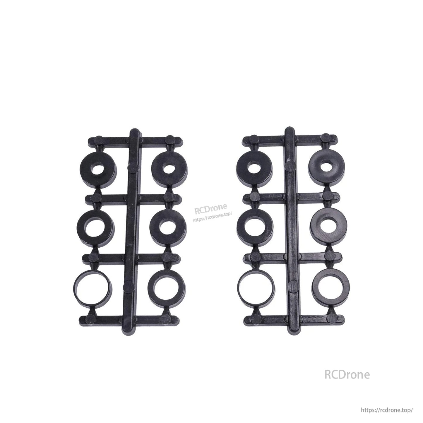 Included hub spacer ring set on plastic sprues for propeller mounting, black adapters shown