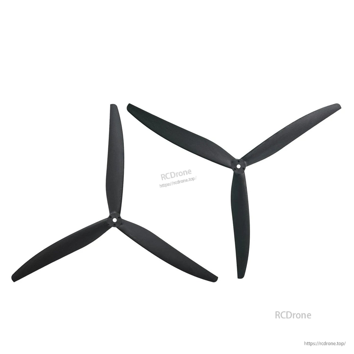 Pair of black 3-blade 13-inch propellers with center hub holes, two-piece set layout
