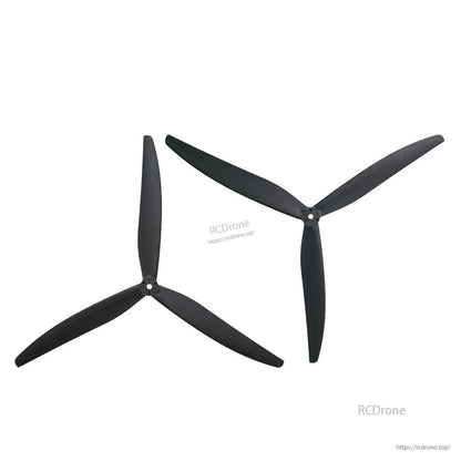 Pair of black 3-blade 13-inch propellers with center hub holes, two-piece set layout
