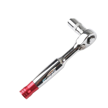 Gemfan 1/4" ratchet screwdriver socket wrench with 8mm socket for 5mm motor nuts, chrome and red handle