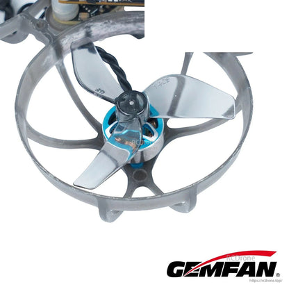 Gemfan 1409-3 propeller installed on a ducted micro drone motor, close-up in frame
