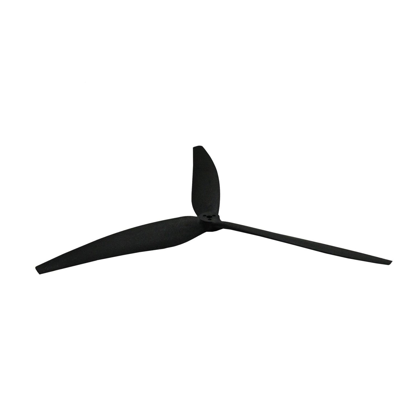 Angled side view of Gemfan 1507 3-blade propeller showing blade profile and hub hole