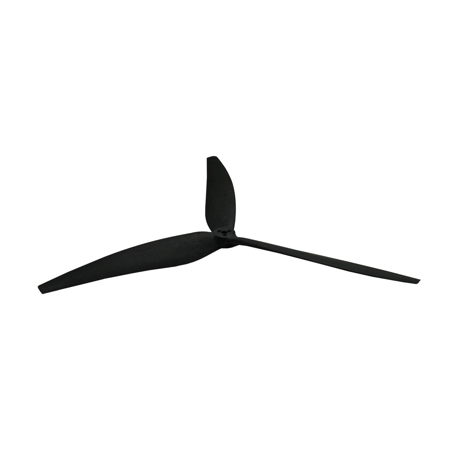 Angled side view of Gemfan 1507 3-blade propeller showing blade profile and hub hole