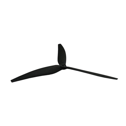 Angled side view of Gemfan 1507 3-blade propeller showing blade profile and hub hole