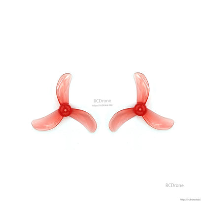 Translucent red 3-blade propeller pair, 1608-3 style, top view on white
