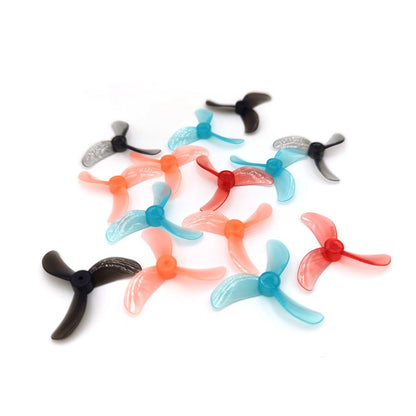 Assorted 1608-3 tri-blade micro drone propellers in multiple colors, mixed set