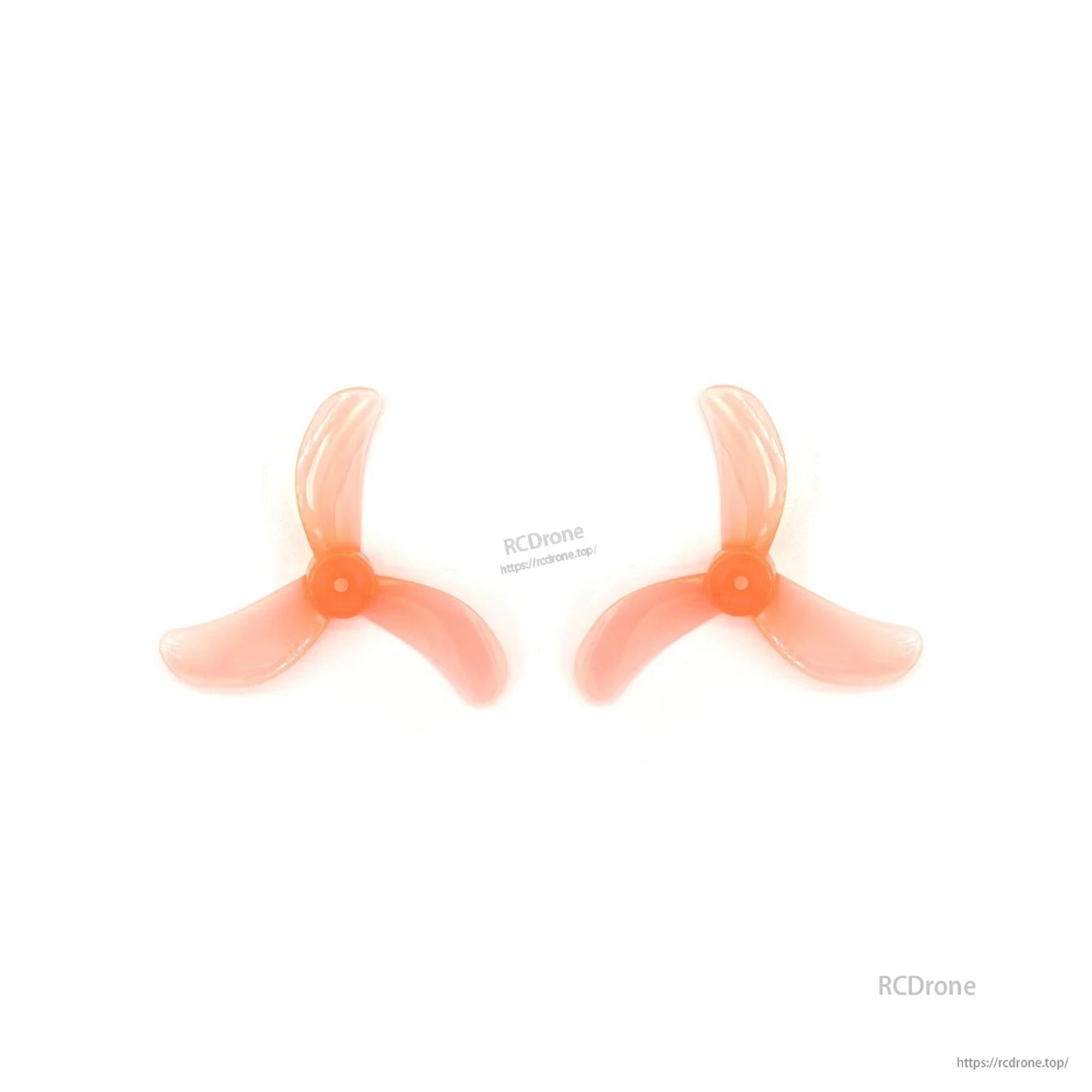 Peach orange translucent 3-blade propeller pair, 1608-3 style, top view