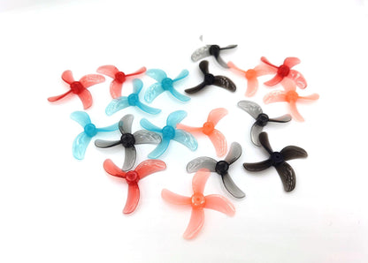 Gemfan 1609-4 PC 4-blade propeller set shown in assorted translucent colors on white background