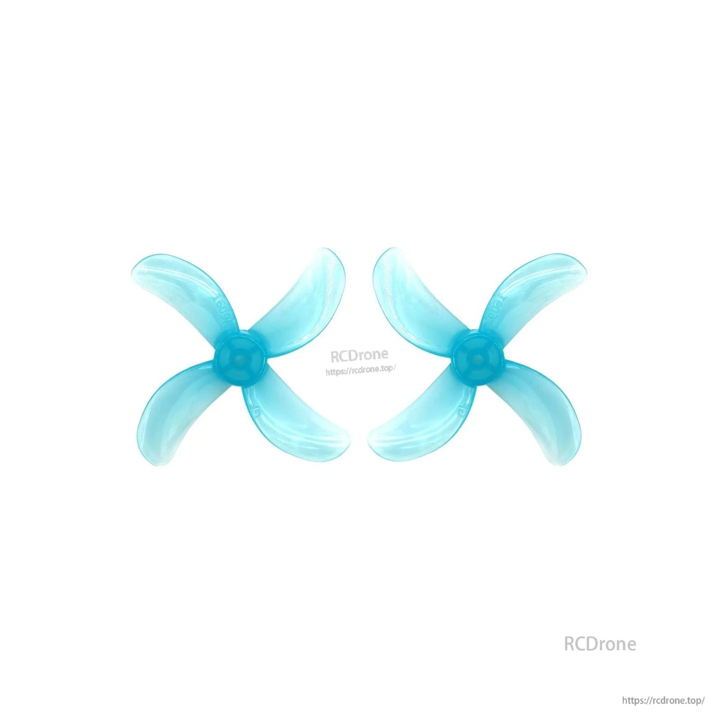 Light blue translucent 4-blade propeller pair, top view