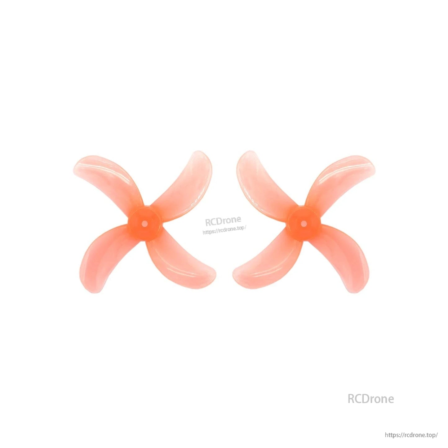 Peach translucent 4-blade propeller pair, top view